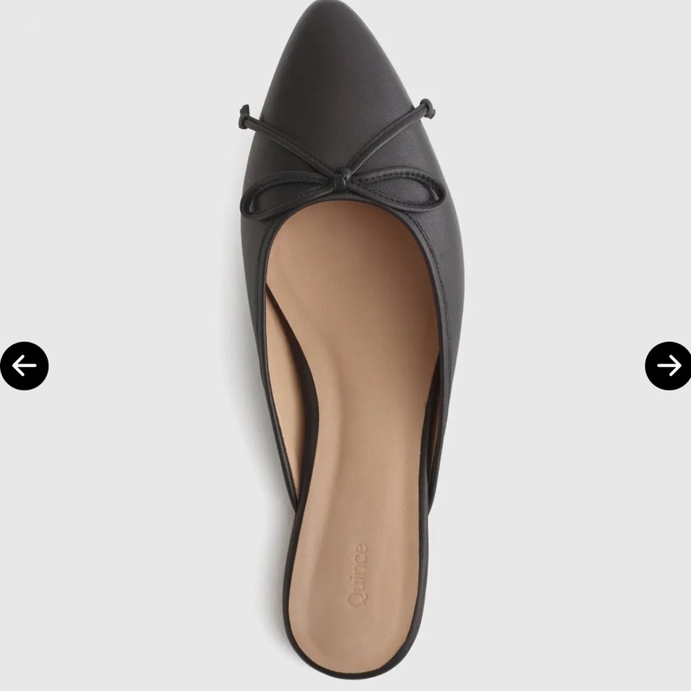 Quince Black Leather Mules Sz 7
